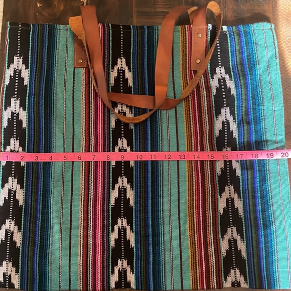 Handmade in Guatemala shoulder bag typical shirt material leather straps NWOT - Picture 3 of 6